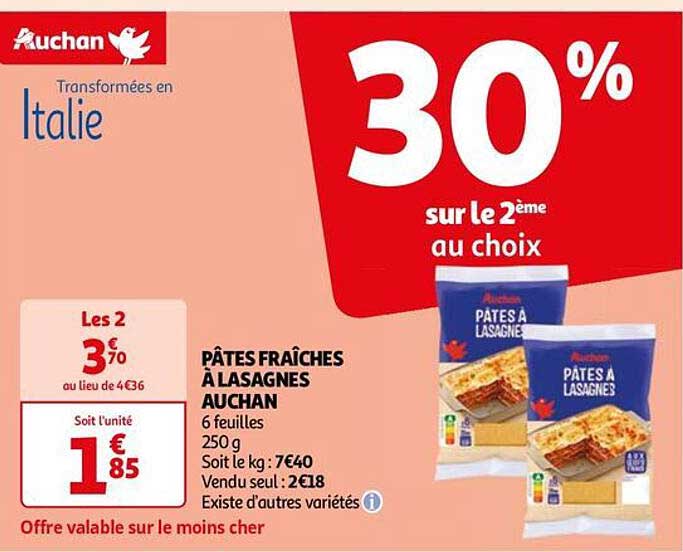 Pâtes Fraîches à Lasagnes Auchan