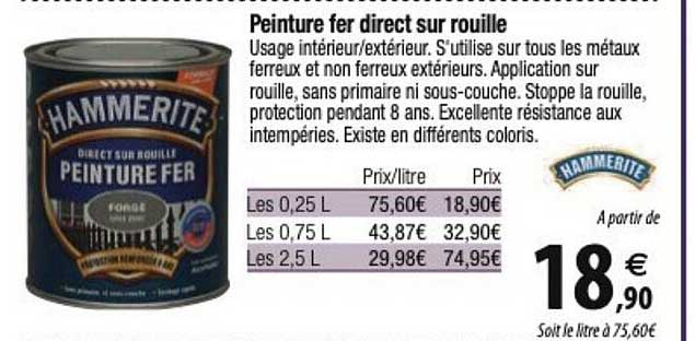 peinture fer direct sur rouille hammerite