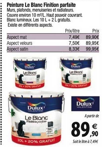 peinture le blanc finition parfaite dulux valentine