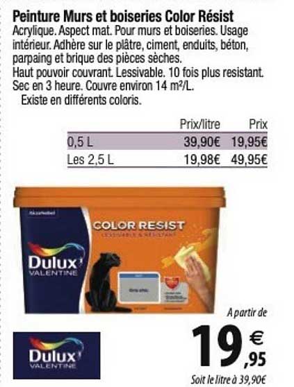 peinture murs et boiseries color resist dulux valentine