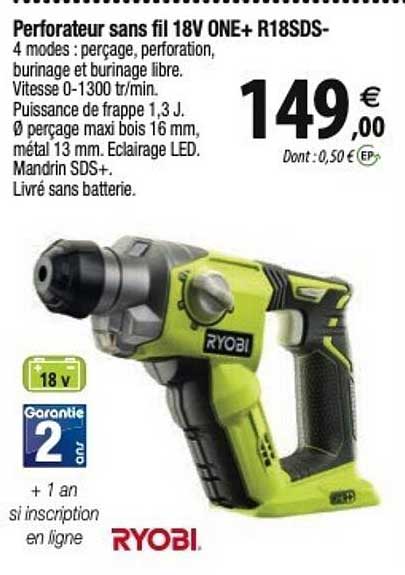 Perforateur Sans Fil 18 V One+ R18sds- Ryobi