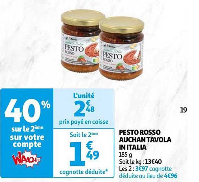 pesto rosso auchan tavola in italia