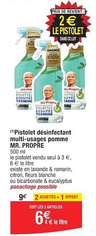 pistolet désinfectant multi-usages pomme mr propre