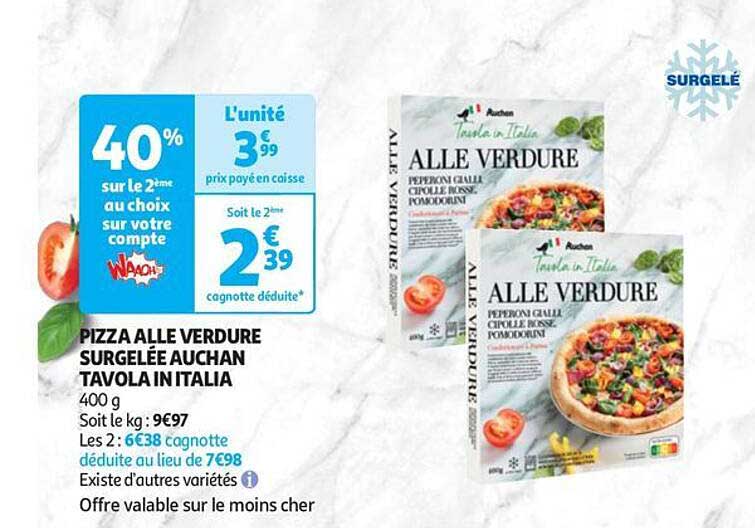 pizza alle verdure surgelée auchan tavola in italia