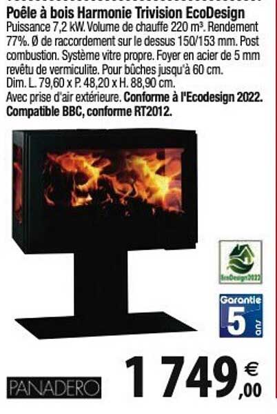 poêle à bois harmonie trivision ecoDesign panadero