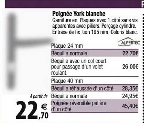 poignée york blanche