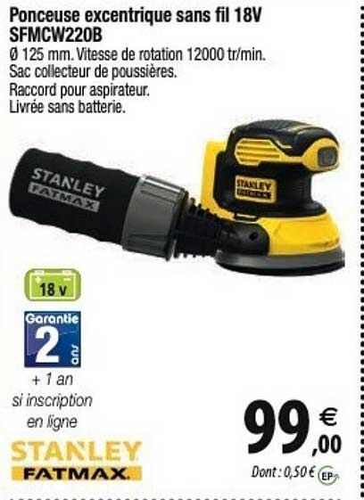 ponceuse excentrique sans fil 18v sfmcw220b stanley fatmax