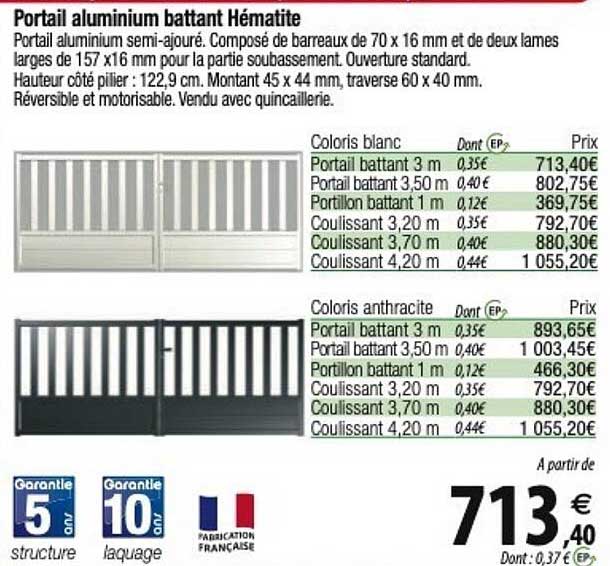 Portail Aluminium Battant Hématite