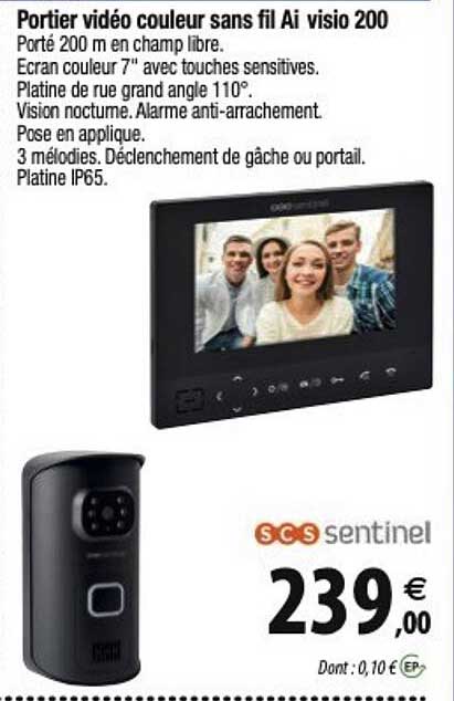 portier vidéo couleur sans fil ai visio 200 scs sentinel