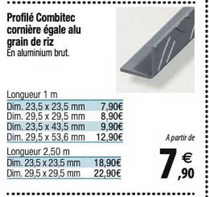 profilé combitec cornière égale alu grain de riz