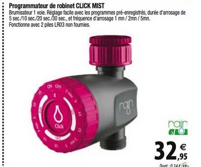 programmateur de robinet click mist