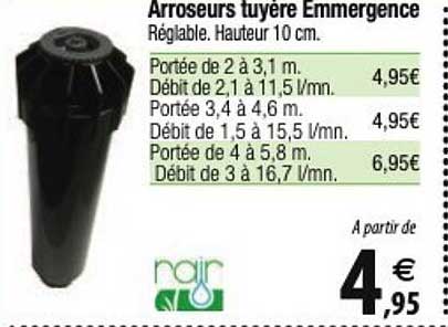 rain arroseurs tuyère emmergence