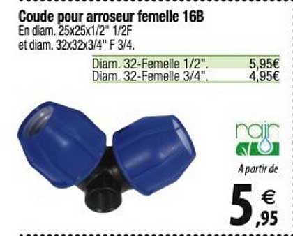 rain coude pour arroseur femelle 16b