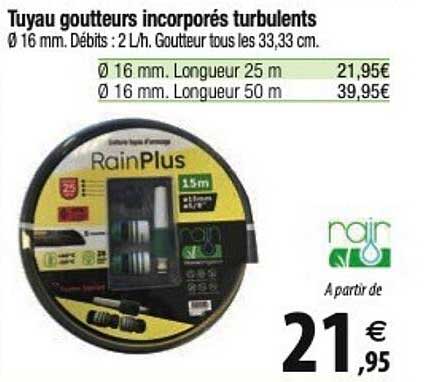 rain tuyau goutteurs incorporés turbulents
