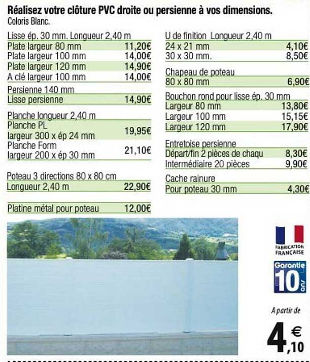 réalisez votre clôture pvc droite ou persienne à vos dimensions