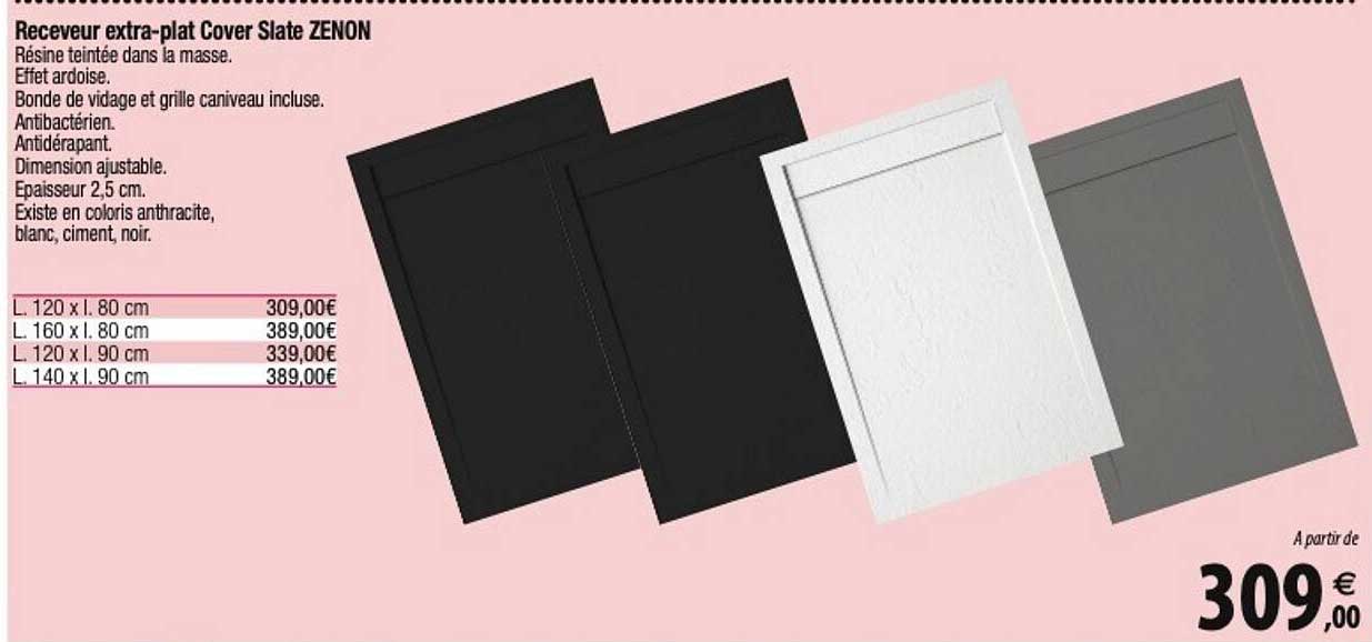 receveur extra-plat cover slate zenon