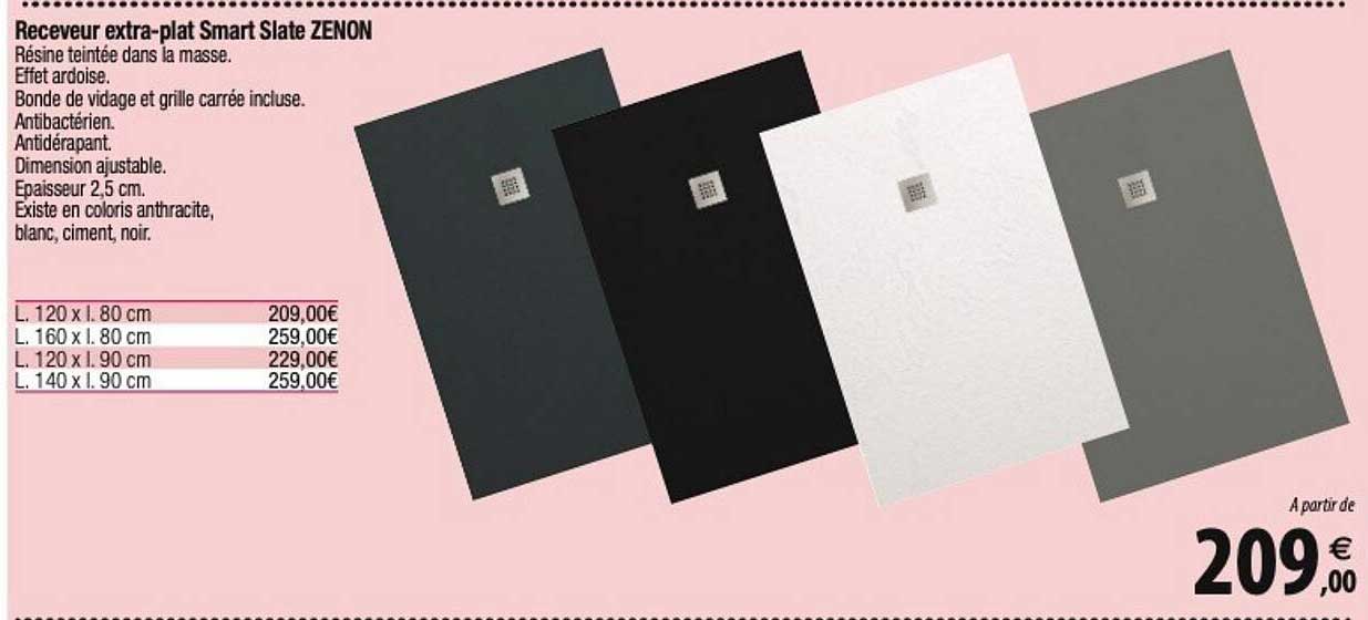 receveur extra-plat smart slate zenon