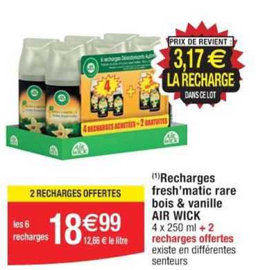 recharges fresh'matic rare bois & vanille air wick