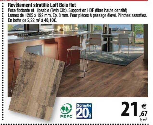 Revêtement Stratifié Loft Bois Flot
