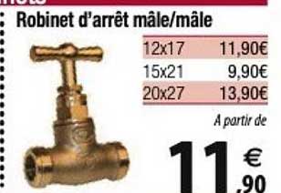 robinet d'arrêt mâle/mâle