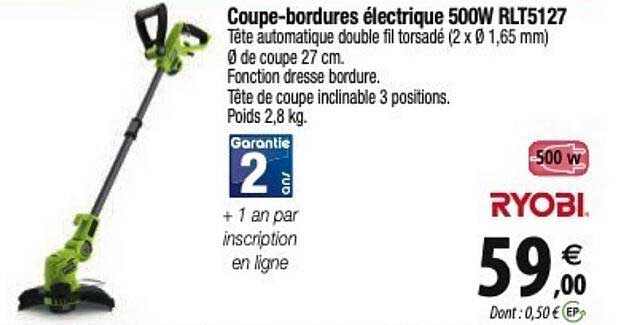 ryobi coupe-bordures électrique 500w rlt5127