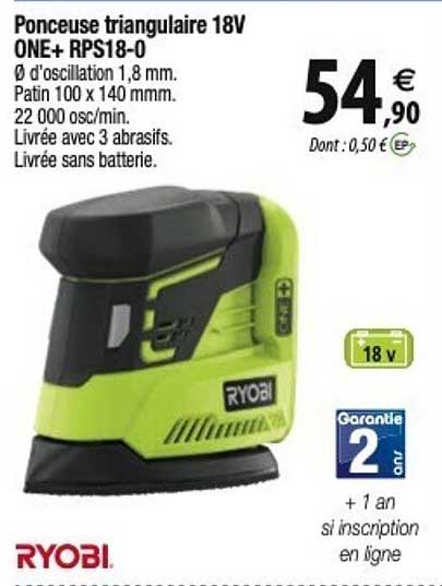 ryobi ponceuse triangulaire 18v one+ rps18-0