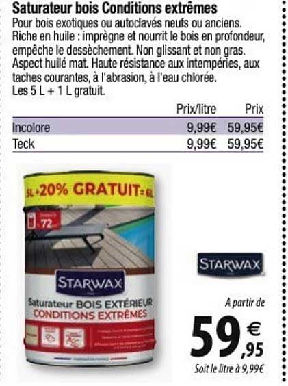 saturateur bois conditions extrêmes starwax