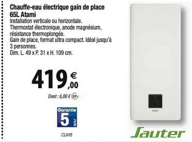 sauter chauffe-eau électrique gain de place