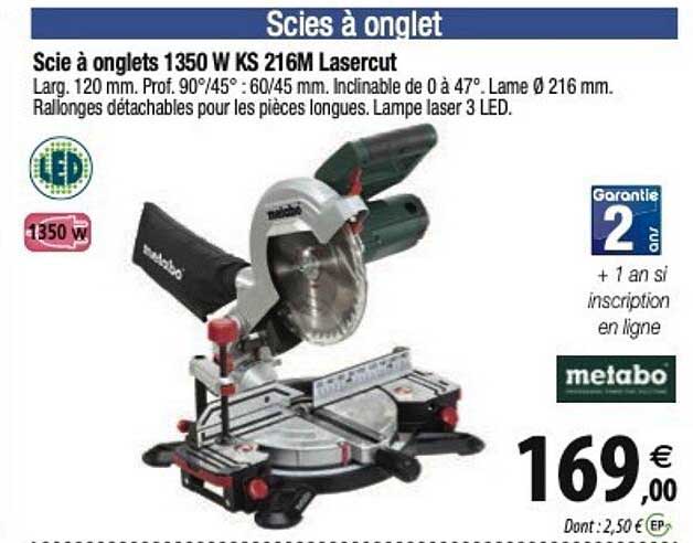 scie à onglets 1350 w ks 216m lesercut