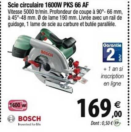 scie circulaire 1600w pks 66 af bosch