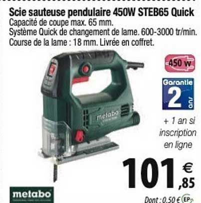 scie sauteuse pendulaire 450w steb65 quick