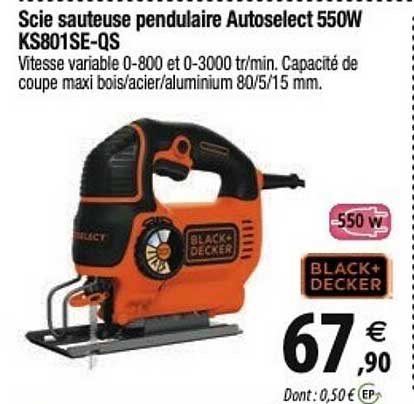 scie sauteuse pendulaire autoselect 550w ks801se-qs black+decker
