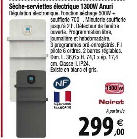 Sèche-serviettes électrique 1300 W Anuri Noirot