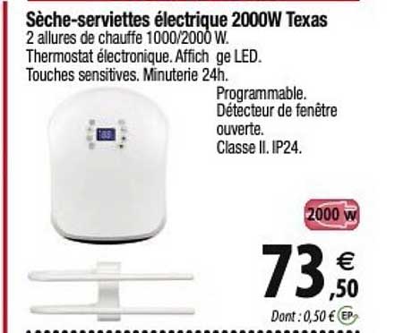 sèche-serviettes électrique 2000w texas