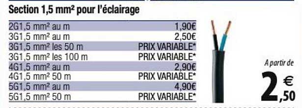 section 1,5 mm² pour l'éclairage