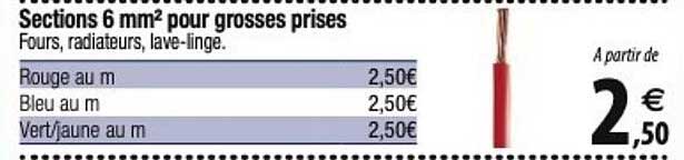sections 6 mm2 pour grosses prises