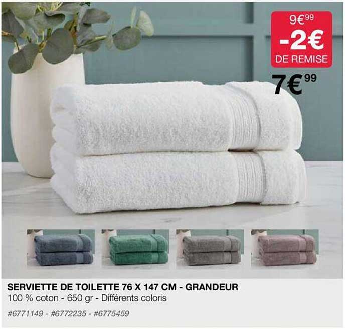 serviette de toilette 76 x 147 cm - grandeur