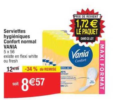 serviettes hygiéniques confort normal vania