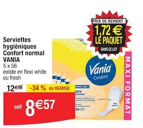 serviettes hygiéniques confort normal vania