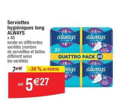 serviettes hygiéniques long always