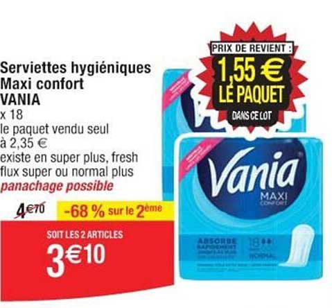 serviettes hygiéniques maxi confort vania