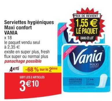 serviettes hygiéniques maxi confort vania