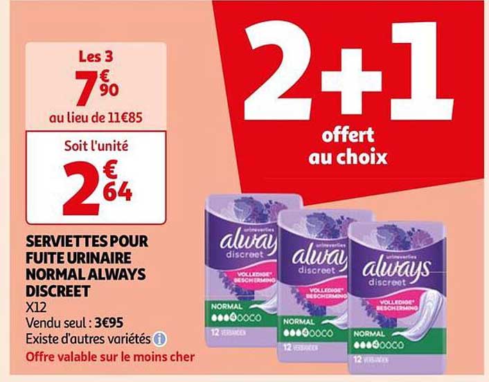 serviettes pour fruite urinaire normal always discreet