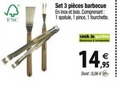 set 3 pièces barbecue cook'in garden