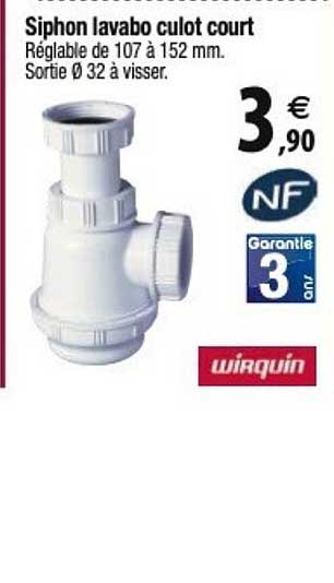 siphon lavabo culot court
