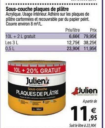 sous-couche plaques de plâtre julien