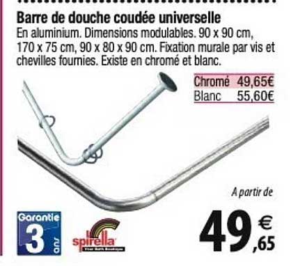 spirella barre de douche coudée universelle