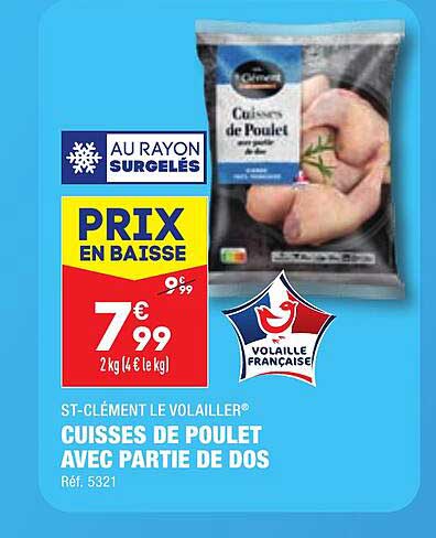 st-clément le volailler cuisses de poulet avec partie de dos