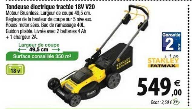 stanley fatmax tondeuse électrique tractée 18v v20