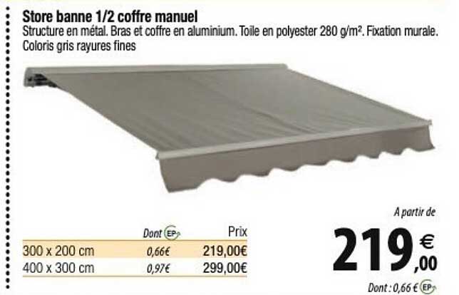 store banne 1/2 coffre manuel